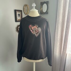 Gildan Dark Brown Heavy Blend Patchwork Crewneck